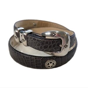 Genuine Italian Calfskin Grey Western Belt with Star Embelishments Size 34